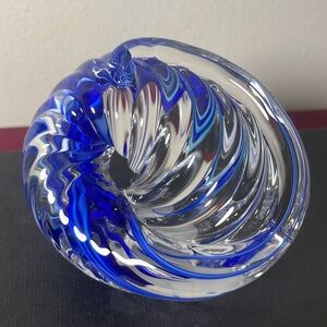 Schmidt Rhea Ocean Wave Spiral Twist Art Glass‎ Paperweight Signed